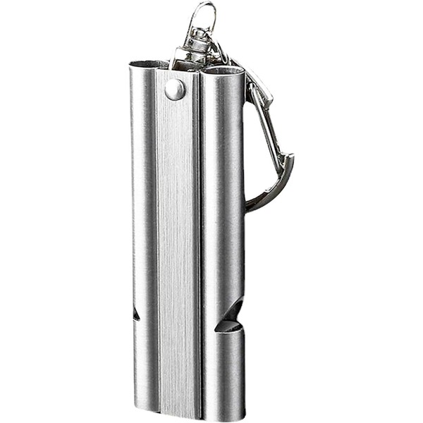 TIMIDAILY Stainless Steel Emergency Whistle 120dB Double Tube with Key