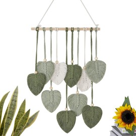janeunique Macrame Wall Leaf Hanging Boho Home Decorations Chic Woven Handmade Art with Long Tassel Ornaments Suitable for Bedroom Room Apartment Dorm (9 Leaves)