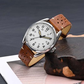 ANNEFIT Vintage Leather Watch Strap 20mm, Quick Release Replacement Band for Men and Women with Rose Gold Buckle (Toffee Brown)