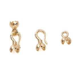 18K Real Gold Plated Non-Tarnish Hook End Clasp 8x24mm with 5.5mm End Cap Connector for Jewelry Making 4pcs