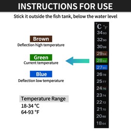 CAPASTEC Aquarium Thermometer Strips, Fish Tank Temperature Gauge Stickers, Reptile Thermometer, Stick-on Temperature Monitor Strips, Betta Fish Tank Thermometer Strips, 6pcs