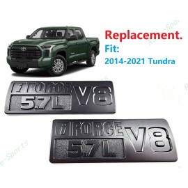 Toyota 2PCS Matte Black Door 5.7L I Force V8 EMBLEM Badge Fit Toyota Tundra 2014-2021