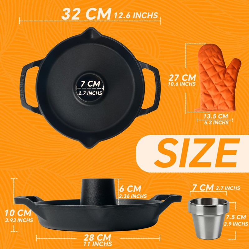 IPROUDER Cast Iron Chicken Roaster, Pre-Seasoned Vertical Poultry Roaster with