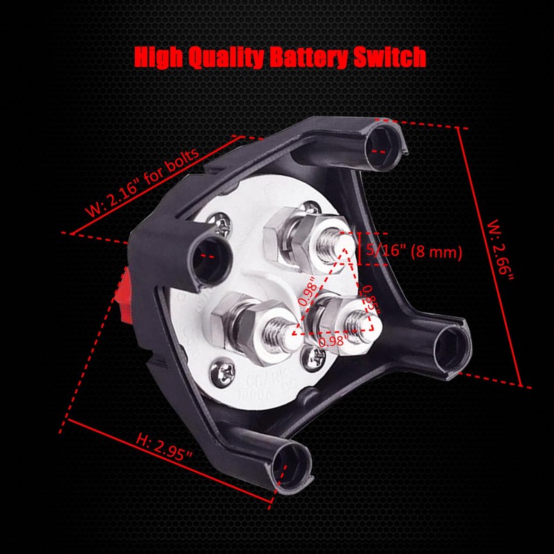 Ampper 1-2-Both-Off Battery Switch 12V - 48V, Marine Battery Disconnect