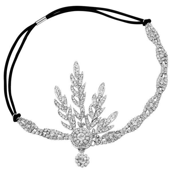 Babeyond® 1920s style leaf locket round beaded headband for women Inspired by The Great Gatsby -