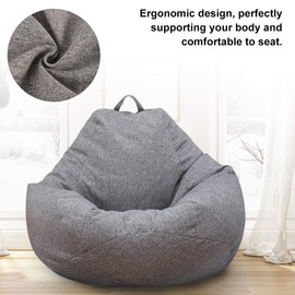 Bean Bag Chair Cover Unfilled Lazy Recliner Bean Bag Storage Chair Cover Solid Color Simple Design Recliner Adults & Kids 70x80cm (Dark Grey 70x80cm)