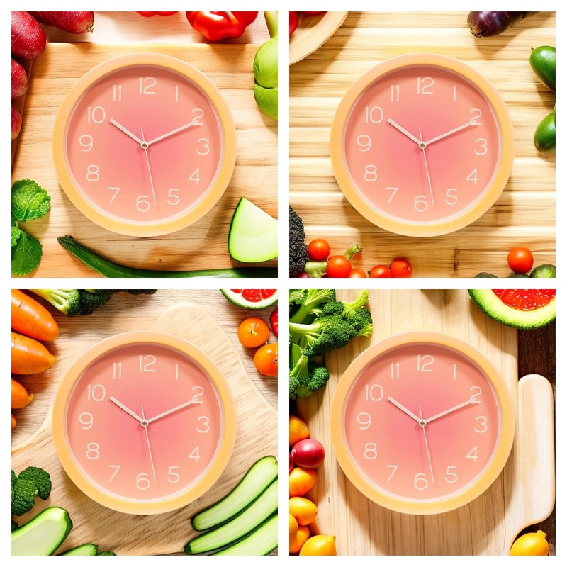 Topkey Silent Wall Clock Kitchen 10 Inch Minimalist Design Non-ticking