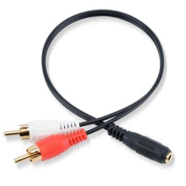 EZYUMM 3.5mm Female to 2 RCA Splitter Male Stereo Audio Y Cable (1ft), Gold Plated Adapter with OFC Conductor & Dual Shielding, Compatible with Speakers, Home Theater, TV, Smartphone, MP3, Tablet