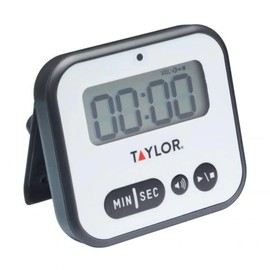 Taylor Kitchen Timer, Professional Loud Digital Timer with Alert Light, Stopwatch Function, White & Black,5 x 8.5 x 7.5 cm