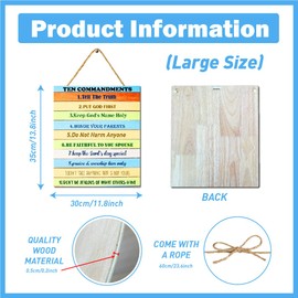 The Ten Commandments Kid Bible Wooden Hanging Decor,Christian Child Inspirational Wall Art,Religious Wall Decor Gifts For Kids,Christian Wall Art for Nursery Classroom Bedroom