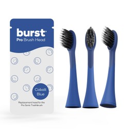 BURST Pro Sonic Electric Toothbrush Genuine Replacement Heads (Cobalt Blue/3 Pack) | Soft Bristles for Deep Clean, Stain & Plaque Removal