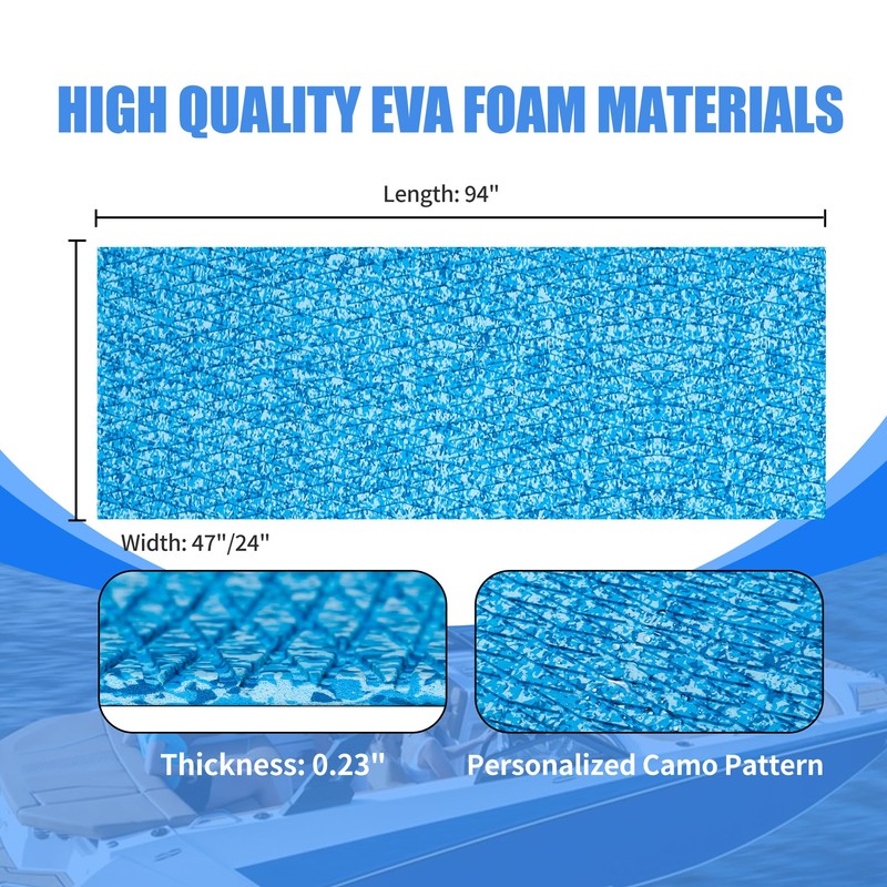 Fullfire Boat Flooring EVA Foam Decking Sheet, Camo Blue Marine