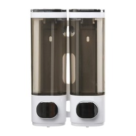 600ml Soap Dispenser Wall Mount, Manual Hand Shampoo Shower Gel Dispenser Lotion Container for Bathroom Kitchen, 2 Chamber