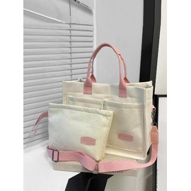 Solid Color/fruit/leopard Summer Fall Tote Bag Set, Tote Bag for Women, Everything Tote Bag for Women & Small Wristlet Bag, Trendy Commuting Work Bag Set, Everyday Bags Back To School, Girlfriend Gifts:_Dark Brown_Please Refer To The Pictures for Dimensions