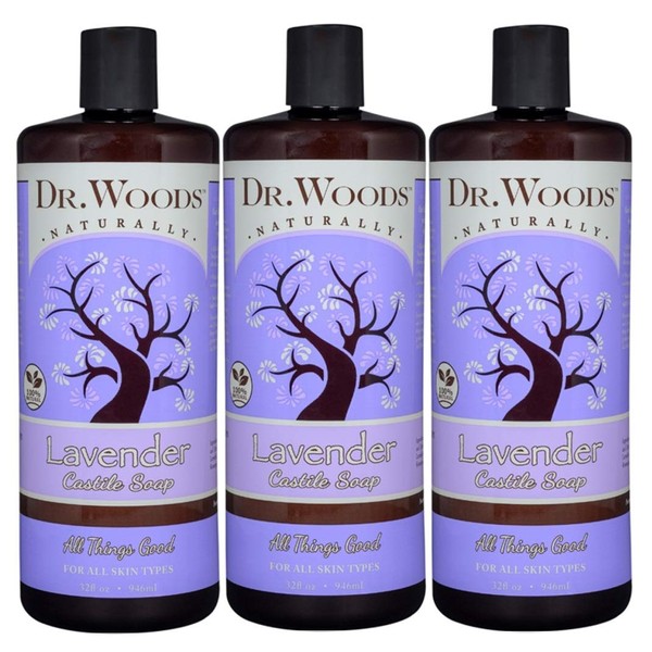Dr. Woods Pure Relaxing Lavender Liquid Castile Soap, 32 Ounce (Pack of 3)
