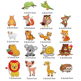 Pack of 18 animal patches for iron-on, patches, rabbit, giraffe, lion, koala iron on/sew on patch, embroidered patches for sewing or ironing on clothes, dress, hat, jeans, backpacks, jackets