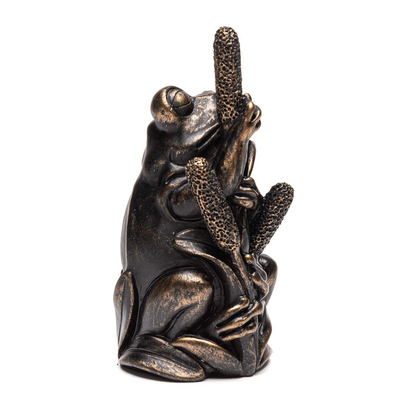 Cane Companions Frog On Bullrush Stake Topper - Handmade Flower