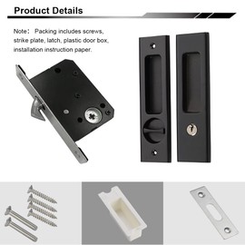 NCL Sliding Door Handle for Bath, Black Barn Door Flush Handle, Privacy Pocket Door Lock