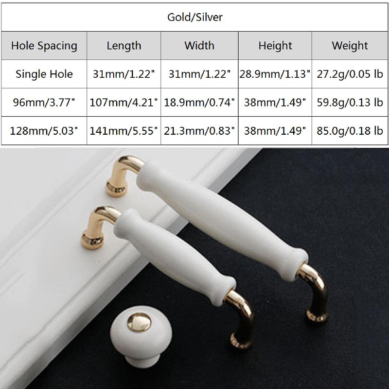 2 Pieces Cabinet Handles Ceramic Zinc Alloy Cabinet Handles Kitchen