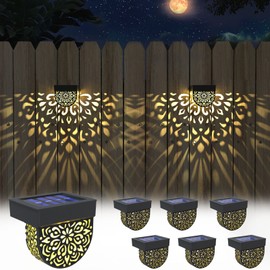 EKQ Solar Fence Lights 6 Pack Solar Deck Lights Outdoor Waterproof LED Solar Powered Step Lights Wall Lights Outdoor Decorations Warm Yellow Light Decorative Lighting for Garden, Front Door, Backyard