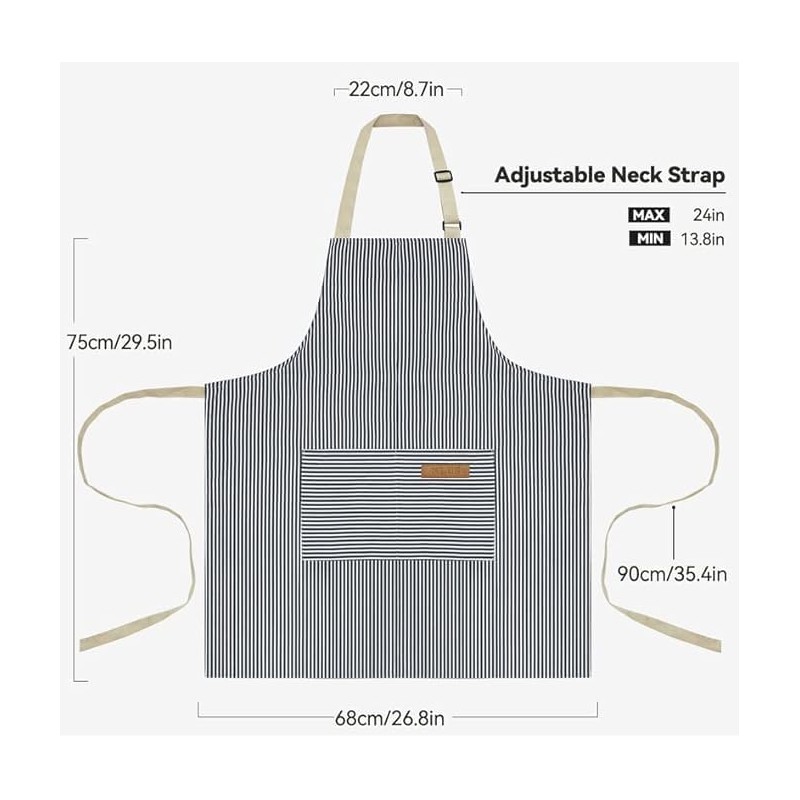 2 Pack Kitchen Cooking Aprons, Adjustable Bib Soft Chef Apron