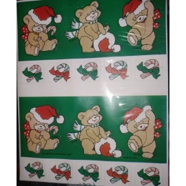 American Greetings Vintage American Greeting stickers Christmas Teddy Bears Santa Hat 1 Sheet