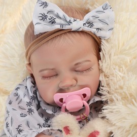 FANCCI Lifelike Reborn Baby Dolls, 18 inches Realistic Newborn Sleeping Baby with Toy Accessories Gift Set for Kids Age 3+(Linda)