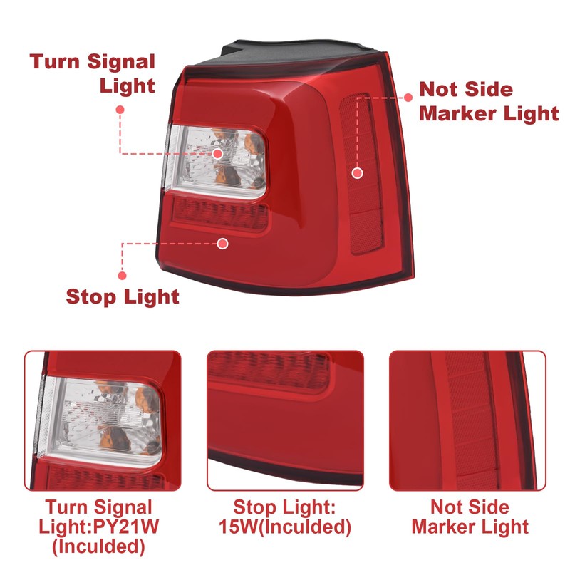 PIAOYUE- For 2013 2014 2015 Kia Sorento Outer Tail Light