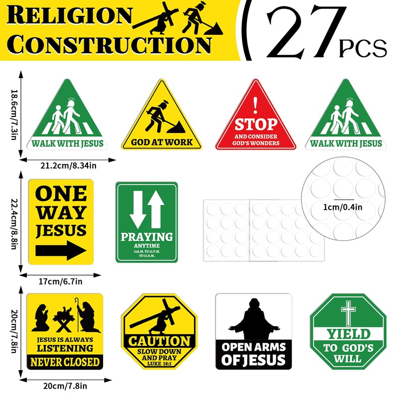 27PCS Religious Cutouts Jesus VBS Construction Traffic Road Sign for
