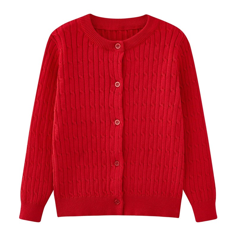 Mädchen-Strickjacke, Langarm, Rundhalsausschnitt, leicht, bequem, Pullover, Jacke, Kinderkleidung, Herbst und