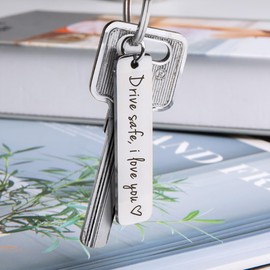 MUCOOS Drive Safe Keychain,Drive Safe Keychain for Him,Birthday Christmas Gifts for Boyfriend Husband, I Love You Keychains