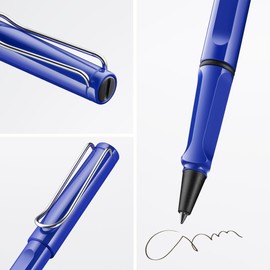 Lamy Lamy safari blue Tintenroller – zeitlos klassicher Stift mit ergonomischem Griff & Strichbreite M - Gehäuse aus robustem ASA-Kunststoff – mit Tintenrollermine M 63 in schwarz