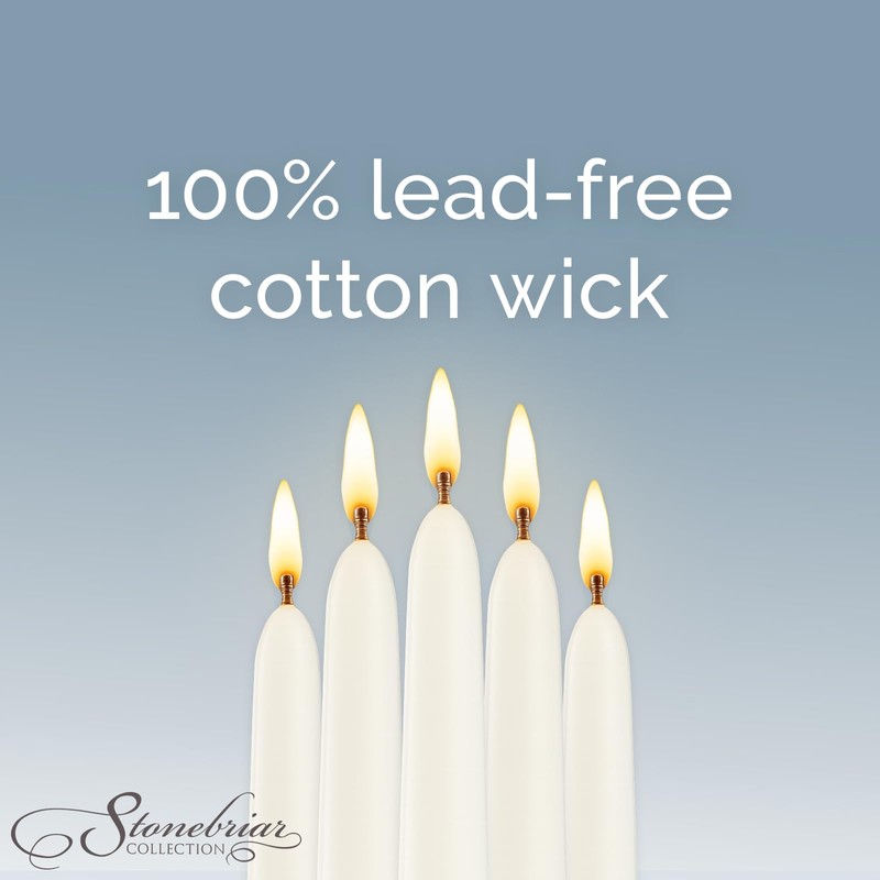Stonebriar Tall 10" White Unscented 30 Count Taper Candles, 7