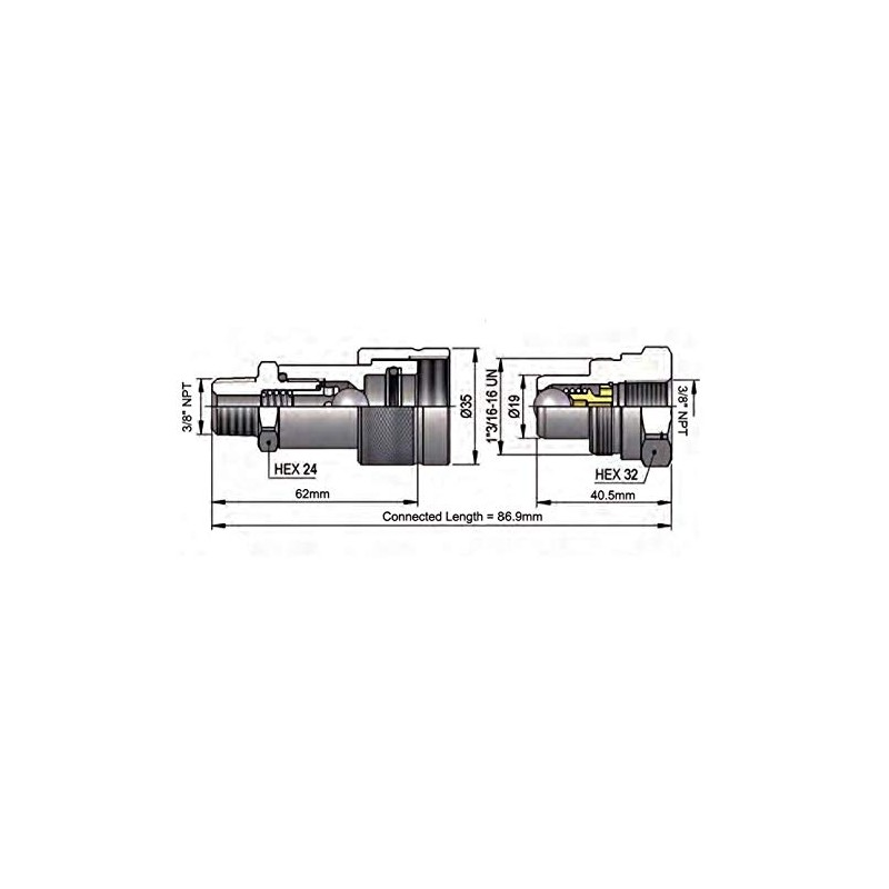 3/8" NPT High Pressure Hydraulic Quick Coupler Set with Ball