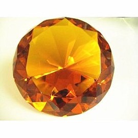 Beautiful Orange Shining Glass Diamond Paperweight 3" 80mm Great Christmas Gift