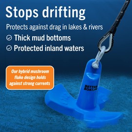 Better Boat River Anchor, 20lb, Marine-Grade Coated Mushroom Anchor for Boats, Pontoons, 24 ft, Available in 8, 12, 20, or 30 lbs