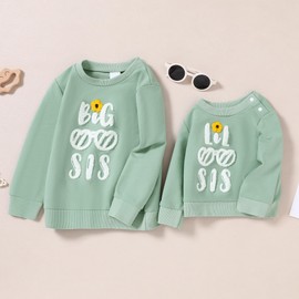 SOLOYEE Toddler Baby Girl Clothes Big Sis Little Sister Matching Outfit Girls Fall/Winter Long Sleeve Letter Print Sweatshirt