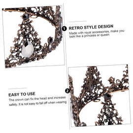 IWOWHERO 1Pc Chic Black Rhinestone Bridal Tiara Headpiece Elegant Holiday Hair Hoop for Weddings Parties Cosplay Lightweight Comfortable Design Photo Prop present