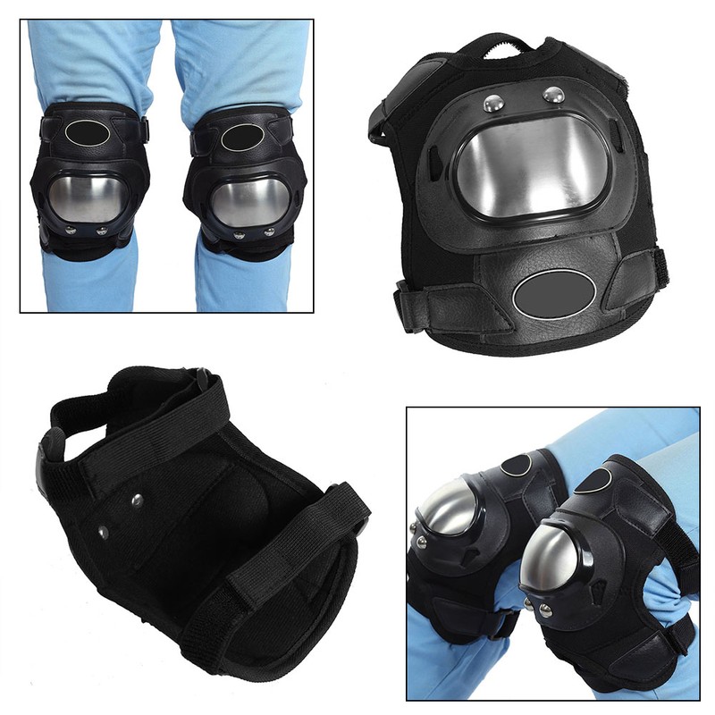 2 Pcs Stainless Steel Motorcycle Motocross ATV Adults Knee Pads