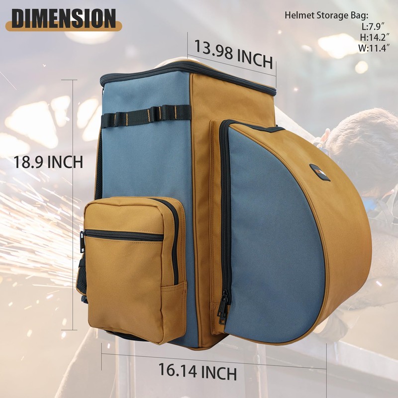 MELOTOUGH Welding Backpack for Tools and Helmet Welder Backpack Large