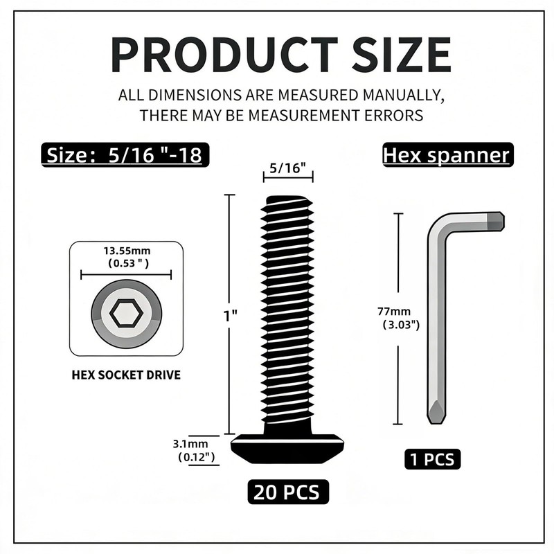 5/16"-18 x 1 [20 PCS] Flat Head Socket Cap Screws