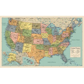 Palace Learning USA Map Poster - United States Map Chart [Green/Color]