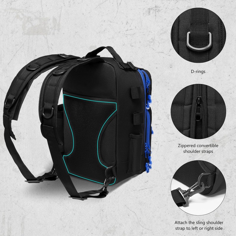 BASSDASH Convertible Fishing Backpack Sling Bag with Rod Holder, Adjustable