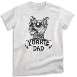 EVERTREE CLOTHING Yorkie Dad T-Shirt, Unisex Men's Shirt, Yorkshire Terrier, Yorkie Owner, Best Dog Dad Gift, Heather Ash, X-Small