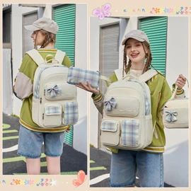 KIDNUO Backpack for Girls,School Backpacks for Teen Cute College Bags for Women Students Large Bookbag 15.6 Laptop School Bag, Off White1, Large, Daypack Backpacks