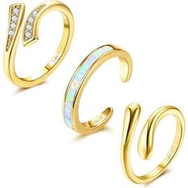 JeryWe 3-Piece Toe Ring, Gold, Adjustable, One Size Fits Most, Simple Foot Jewelry, Summer, Fashionable, Popular, Women's Foot Ring, Accessories, No Gemstone