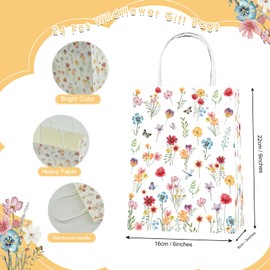 Lecheme Lecheme Floral Gift Bags 24 PCS Wildflower Gift Bags Spring Flower Welcome Bags for Wedding Bridal Shower Wildflower Party Favor Bags Small Gift Bags With Handles