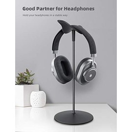 Lamicall Soporte para Audífonos, Base Audífonos Gamer de Mesa : válido para Todos los Auriculares Música, Base Universal de Escritorio para Auriculares, Organizador de Escritorio- Negro
