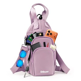 Dikuer Water Bottle Holder with Strap, 4 Big Pockets with Compartment, 24oz/32oz/40oz Crossbody Water Bottle Carrier Bag