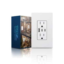 TOPELER USB Wall Outlets, 3-Port USB C Outlet Receptacles, 30W 6.0A USB Electrical Outlet, 15 Amp Tamper-Resistant Outlet with Dual C Ports, ETL & FCC Listed, Screwless Wall Plate Included, White